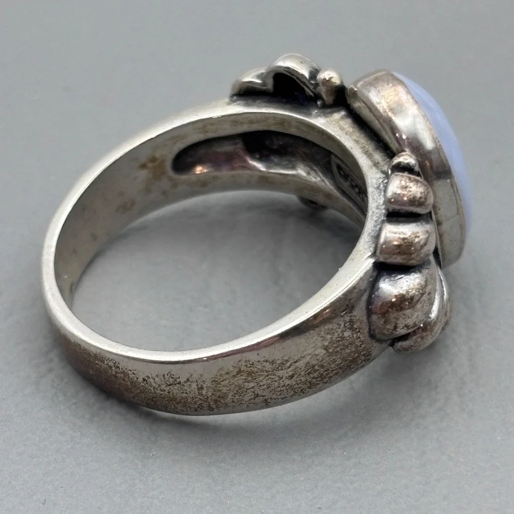 Vintage Carolyn Pollack Relios Ring Sterling Blue Lace Agate Size 8.25 - 8.5